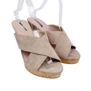 Charles David Women's Latrice Crisscross Strap‎ Cork Wedge Sandals Tan Size 10M